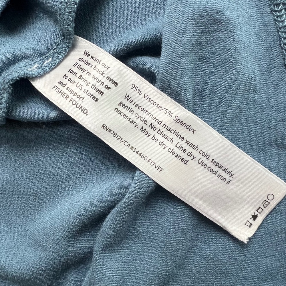 Eileen Fisher Petite Large Blue Viscose Spandex Long Sleeve Top Shirt USA Made - Picture 7 of 9